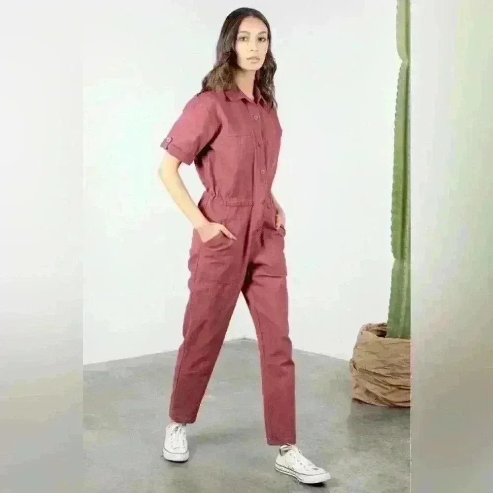 Mod Ref Winnette Utility Jumpsuit | Burgundy | Size Small